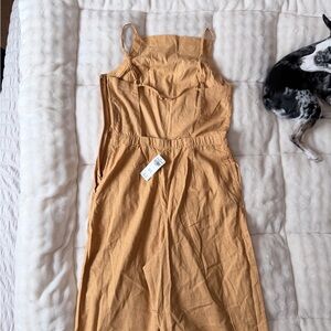 Abercrombie Mustard Sleeveless Linen Jumpsuit